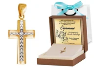 Zawieszki - Murrano Złota Zawieszka 333 Krzyżyk Doppio Grawer ZZ-058 - miniaturka - grafika 1