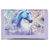 Portfele - Portfel dla dziewczynki młodzieżowy składany Jednorożec fioletowy Derform - miniaturka - grafika 1