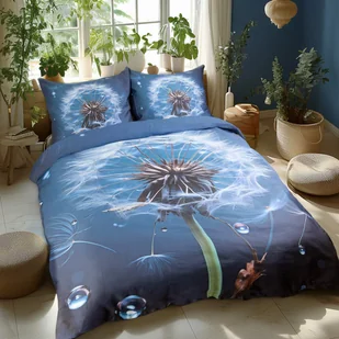 Pościel 160x200 satyna 3D niebieska Premium Duży dmuchawiec Darymex - Pościel - miniaturka - grafika 1