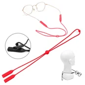 Akcesoria do okularów - Silikonowy sznureczek gumka do okularów z regulacją - CZERWONY - miniaturka - grafika 1