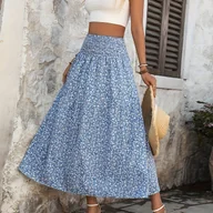 Spódnice - TEMU Wakacyjna Elegancka Spódnica Midi z Kwiatowym Nadrukiem dla Kobiet - miniaturka - grafika 1