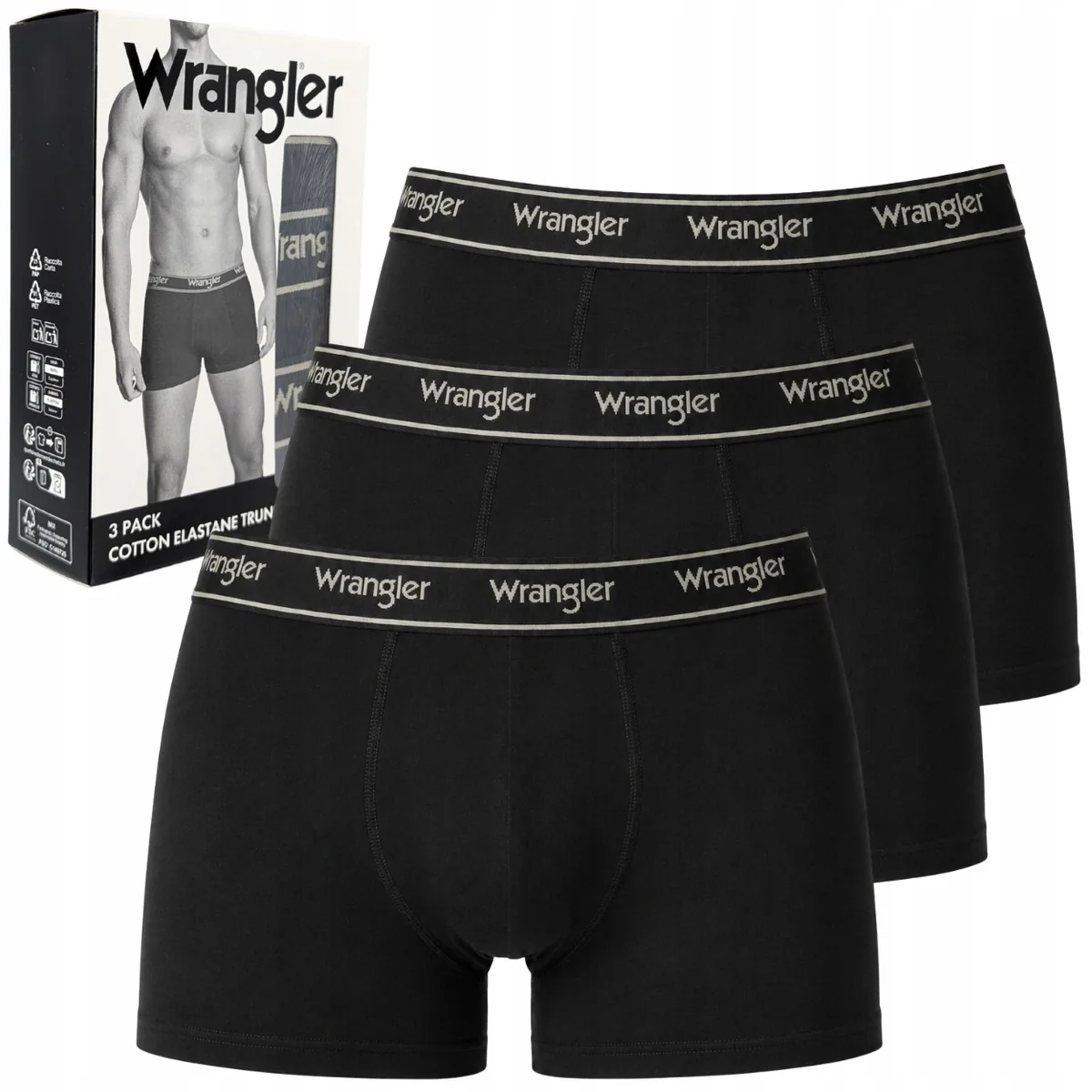 Wrangler Odwin elastyczne bokserki męskie bawełniane majtki 3 sztuki L