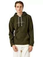 Bluzy męskie - Koton Męska bluza Kapuzen z polarową naklejką, khaki (871), S, Khaki (871), S - miniaturka - grafika 1