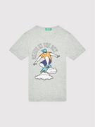 Koszulki dla chłopców - Benetton United Colors Of T-Shirt 3096C155I Szary Regular Fit - miniaturka - grafika 1