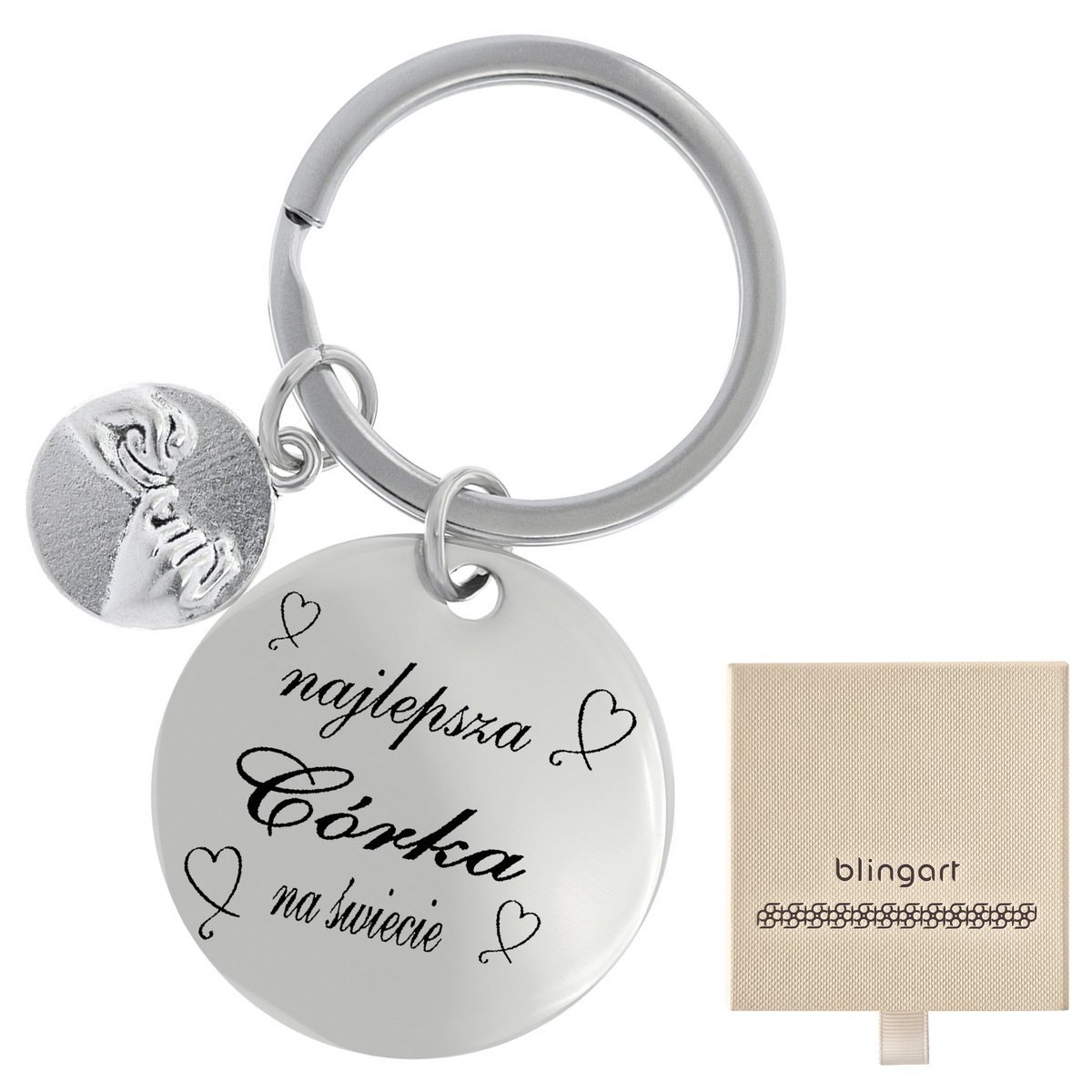 Brelok do kluczy zawieszka z GRAWEREM wstążka HOPE