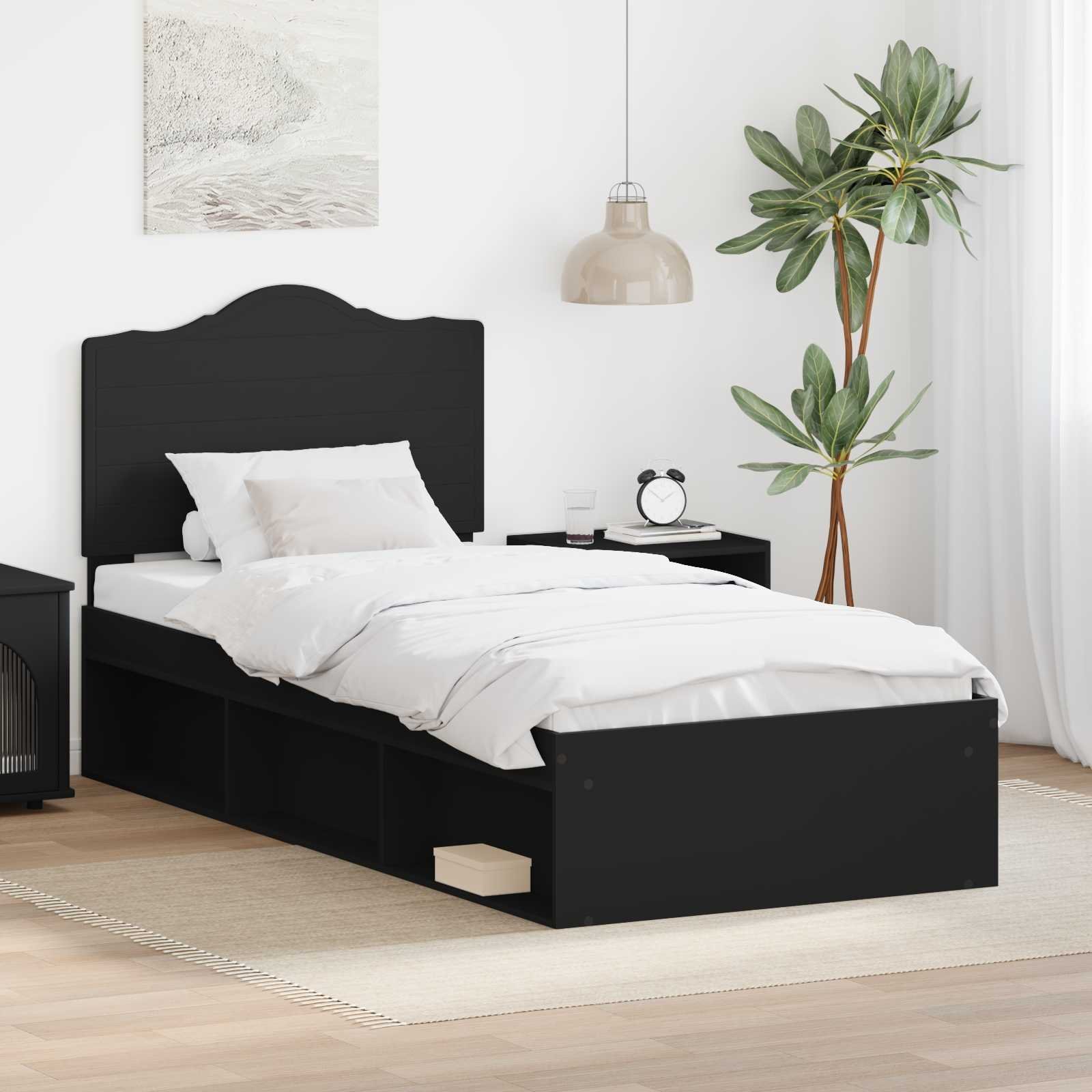 vidaXL Ramka łóżka Czarny 100 x 200 cm Lekkie drewno sosnowe