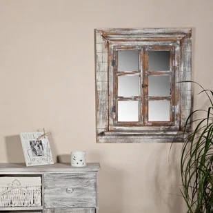 Mucola lustro ścienne z okiennicami lustro rama obrazu lustro okno ramka na zdjęcia shabby lustroReplika acyjne lustro szafa lustro - brązowy - Lustra - miniaturka - grafika 1