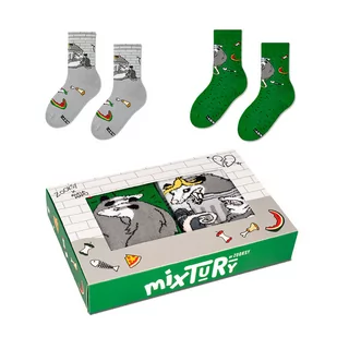 Zestaw dziecięcych skarpet w zwierzęta r.30/35 - mixTURY Oposy - Skarpetki dla dzieci - miniaturka - grafika 1