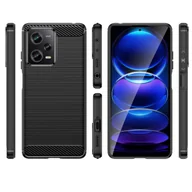 Etui i futerały do telefonów - Carbon Case etui Xiaomi Poco X5 Pro 5G / Redmi Note 12 Pro elastyczny silikonowy karbonowy pokrowiec czarne - miniaturka - grafika 1