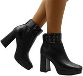 Botki damskie - Botki Simen 4760A Sandro 04 Czarne Skóra Naturalna_TN - SIMEN - miniaturka - grafika 1