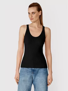 Koszulki i topy damskie - SIMPLE Top SI22-TPD005 Czarny Slim Fit - grafika 1