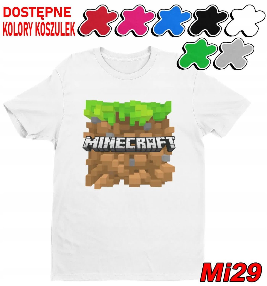 Koszulka Dziecięca Z Nadrukiem Dla Fana Mainkraft Gry Wzory -M 134-140