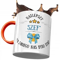 Kubki - Kubek Pomarańczowy dla Szefa Najlepszy Szef z Nadrukiem ze Zdjęciem + Opakowanie na prezent (wzór 03) - miniaturka - grafika 1