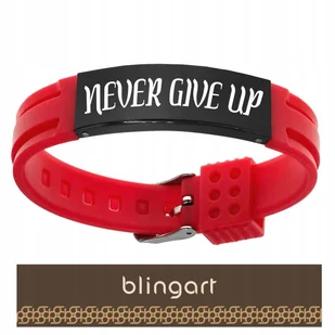 BLINGART Bransoletka męska z GRAWEREM kauczukowa czerwona STAL 316L - Bransolety męskie - miniaturka - grafika 1