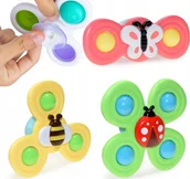 Grzechotki dla dzieci - 3 przyssawki sensoryczne grzechotka spinner ME-042 - miniaturka - grafika 1