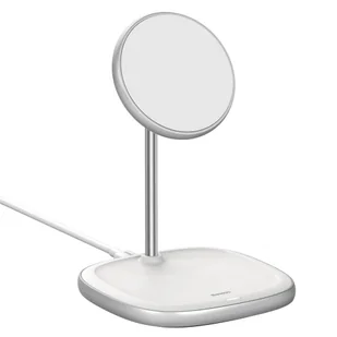 Baseus magnetyczna bezprzewodowa indukcyjna ładowarka Qi 15 W uchwyt na telefon podstawka (kompatybilna z MagSafe do iPhone) biały (WXSW-02) - Ładowarki do telefonów - miniaturka - grafika 1