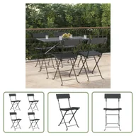 Fotele i krzesła ogrodowe - The Living Store Składane krzesła bistro - 4 szt. - czarne - polirattan i stal - Krzesło - miniaturka - grafika 1