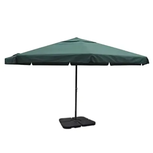 Zielony parasol ogrodowy 3,25 m z korbką i czarną podstawą krzyżową