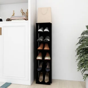 Szafka na buty czarna 27,5x27x102 cm materiał drewnopochodny - Szafki na buty - miniaturka - grafika 1