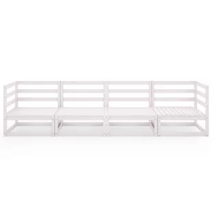 vidaXL 4-osobowa sofa ogrodowa, biała, lite drewno sosnowe - Ławki ogrodowe - miniaturka - grafika 1