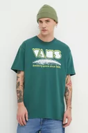 Koszulki męskie - Vans t-shirt bawełniany męski kolor zielony z nadrukiem - miniaturka - grafika 1