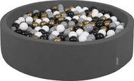 Suche baseny - KiddyMoon KiddyMoon Suchy basen okrągły z piłeczkami 7cm 120x30 ciemnoszary: biały-szary-czarny-złoty 120x30/200piłek Zabawka basen piankowy - miniaturka - grafika 1