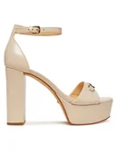 Sandały damskie - Guess Sandały FLJSET LEA03 Écru - miniaturka - grafika 1