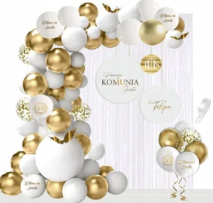 Balony Komunia Kurtyna Baner Tablica Koło Dodatki Personalizowane Imię - Balony i akcesoria - miniaturka - grafika 1