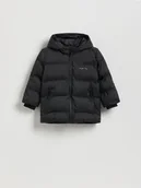 Kombinezony dla dzieci - Reserved - Ocieplana kurtka z kapturem - czarny - miniaturka - grafika 1
