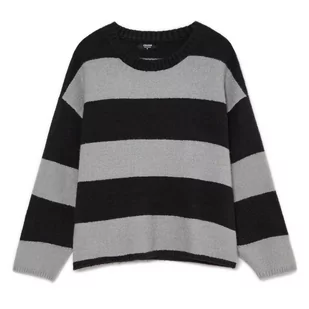 Cropp - Czarno-szary sweter w paski - Czarny - Swetry damskie - miniaturka - grafika 1