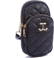 Torebki damskie - Jennifer Jones Mała pikowana torebka damska na ramię wizytowa wieczorowa paszportówka elegancka czarna - miniaturka - grafika 1