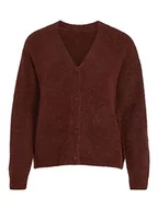 Swetry damskie - Vila Women's VIJAMINA Oversize L/S Knit kardigan-NOOS kurtka dzianinowa, Fired Brick/Szczegóły: melanż, XS, Fired Brick/Szczegóły: melanż, XS - miniaturka - grafika 1