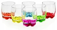 Szklanki - Szklanki do Drinków Soku Wody Napojów Niskie 250 ml Kolorowe Dna 6 szt Zestaw - miniaturka - grafika 1