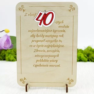 Drewniana kartka na 40 urodziny z życzeniami - MAYA - Kartki okolicznościowe i zaproszenia - miniaturka - grafika 1
