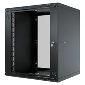 Szafy rack - Szafa wisząca Standard 19" 12U, 450mm, drzwi szklane, czarna S-RC19-12U-450GB - miniaturka - grafika 1