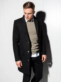 Płaszcze męskie - Płaszcz męski klasyczny C432 - czarny - S - Ombre Clothing - grafika 1