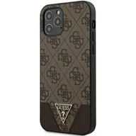 Etui i futerały do telefonów - Guess 4G Triangle Collection - Etui na iPhone 12 / iPhone 12 Pro brązowy GUHCP12MPU4GHBR - miniaturka - grafika 1