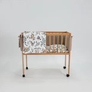 Łóżeczko dziecięce MINI 80x40cm naturalne z pościelą beżową - sarenki. - Łóżeczka i kojce - miniaturka - grafika 1