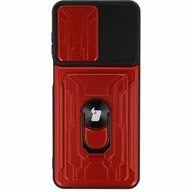 Etui i futerały do telefonów - Bizon Etui Case Camshield Card Slot Ring do Moto G22 czerwone - miniaturka - grafika 1