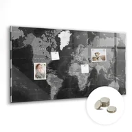 Tablice i flipcharty - Szklana Tablica Magnetyczna - 120x60 cm, Czarna mapa świata - miniaturka - grafika 1