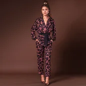 Spodnie sportowe damskie - Spodnie z wysokim stanem i kieszeniami - miniaturka - grafika 1