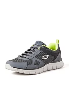 Skechers Męskie trampki Track Bucolo, Charcoal Black Leather Mesh Lime Trim, 45 EU - Trampki męskie - miniaturka - grafika 1