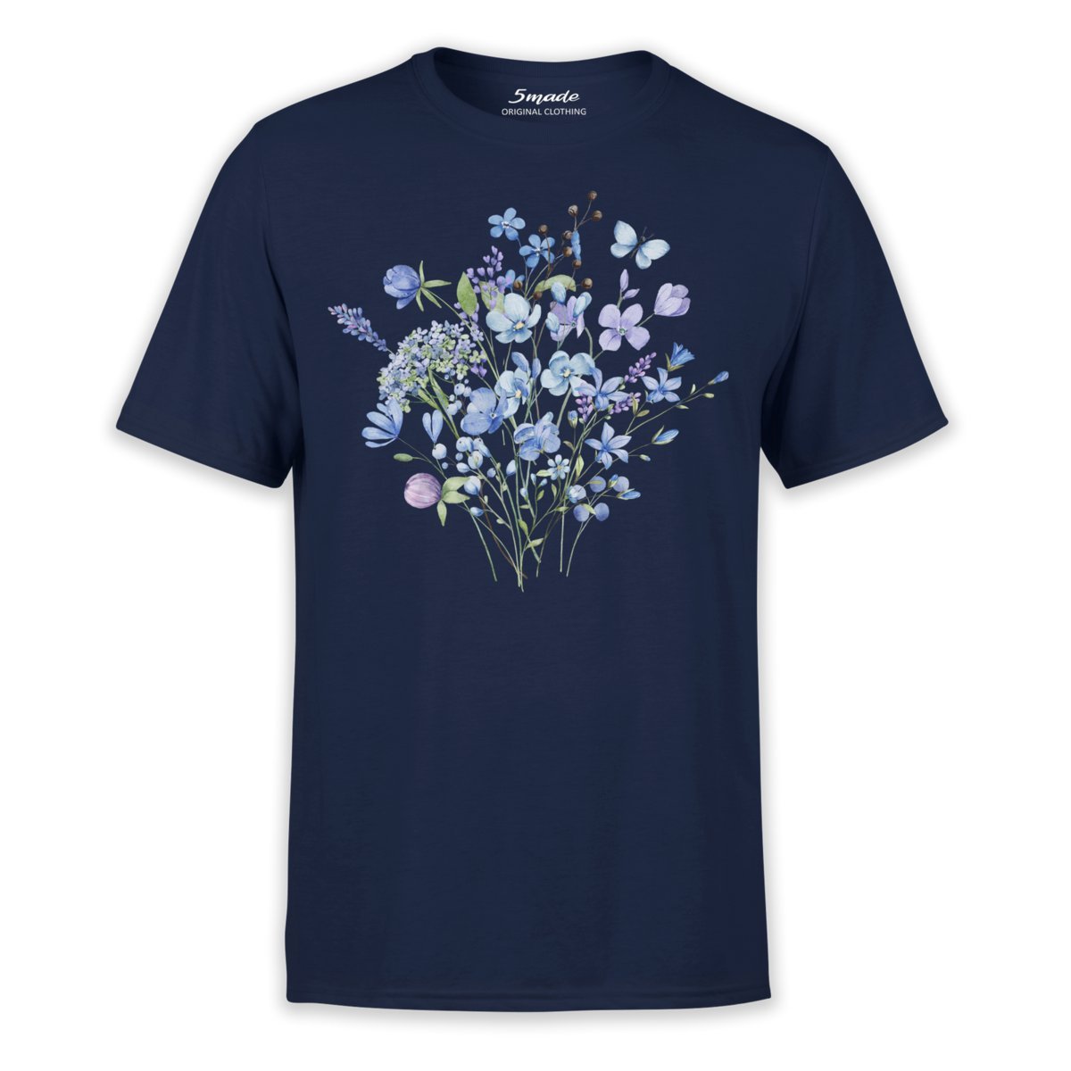 Koszulka z nadrukiem błękitne kwiaty XXL 5made