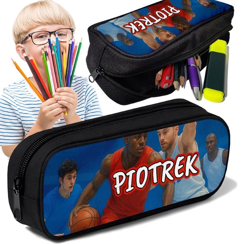 Piórnik TUBA z imieniem Koszykówka Basket Personalizowany Szkolny Prezent