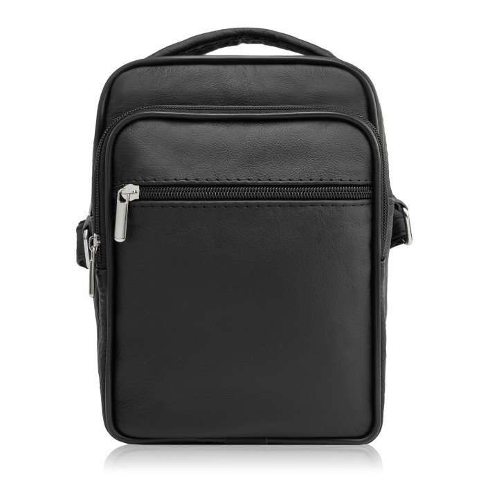 Saszetka Męska Skórzana Na Ramię Torba Czarna Pojemna Abruzzo Abr-01