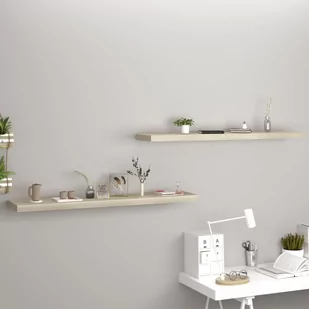 vidaXL vidaXL Półki ścienne, 2 szt., kolor dębowy, 120x23,5x3,8 cm, MDF - Półki do salonu - miniaturka - grafika 1