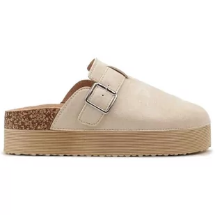 Klapki Damskie Na Platformie Beżowe Eleganckie Modne Stylowe Zamszowe Na Korkowej Podeszwie Grubej Lekkie Wygodne Skórzane 36 - Klapki i japonki damskie - miniaturka - grafika 1