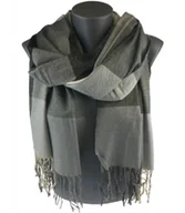 Apaszki i szaliki damskie - Szal tkany szalik elegancka chusta w kratę BŁYSK - miniaturka - grafika 1