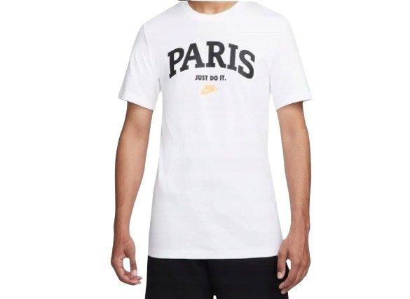 Nike Biały T-Shirt Męski z Okrągłym Dekoltem i Nadrukiem M K_a