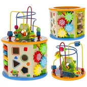 Zabawki interaktywne dla dzieci - Kostka Drewniana Edukacyjna Sorter 8w1 Labirynt Skrzynka Zegar Zabawka - miniaturka - grafika 1